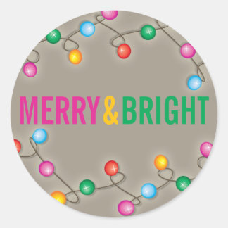 Farbenfrohe festliche Lichter glänzen Weihnachtsge Runder Aufkleber