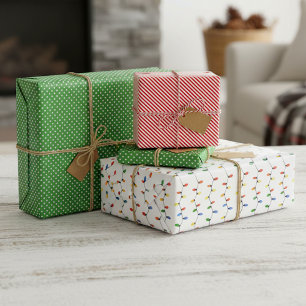 Farbenfrohe Festliche Party-Lichterkette Kunst Mus Geschenkpapier Set