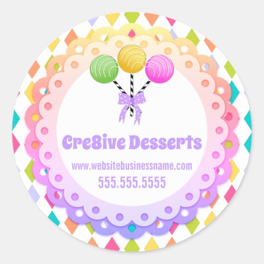 Farbenfrohe festliche Pop Bäckerei Verpackung Sieg Runder Aufkleber (Vorderseite)