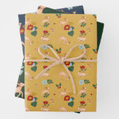 Farbenfrohe festliche Rentierflora Geschenkpapier Set (Beispiel)