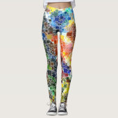 Farbenfrohe festliche Schwimmkacheln Leggings (Vorderseite)
