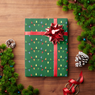 Farbenfrohe Festliche Weihnachtsbaum Lichter Kunst Geschenkpapier