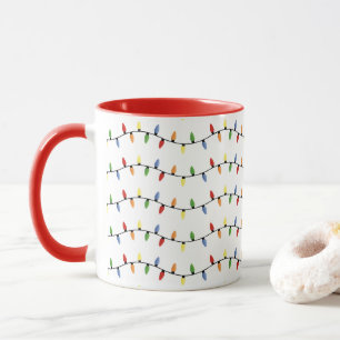 Farbenfrohe Festliche Weihnachtsbaum Lichter Kunst Tasse