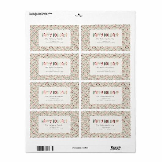 Farbenfrohe Festtage Rücksendeadresse Paket (Vorne)