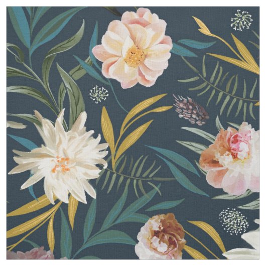 Farbenfrohe, fette Blumen und Navy Stoff (Muster)