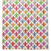 Farbenfrohe Fette Fleur-de-lis-Blumen Weiß Duschvorhang (Vorderseite)