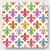 Farbenfrohe Fette Fleur-de-lis-Blumen Weiß Getränkeuntersetzer (Vorderseite)