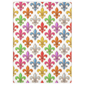 Farbenfrohe Fette Fleur-de-lis-Blumen Weiß Klemmbrett (Rückseite)
