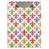 Farbenfrohe Fette Fleur-de-lis-Blumen Weiß Klemmbrett (Vorderseite)