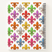 Farbenfrohe Fette Fleur-de-lis-Blumen Weiß Notizblock (Rückseite)