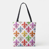 Farbenfrohe Fette Fleur-de-lis-Blumen Weiß Tasche (Rückseite)