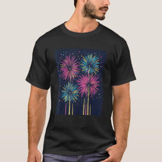 Farbenfrohe Feuerwerk-Anzeige für Feierlichkeiten T-Shirt