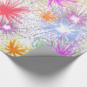 Farbenfrohe Feuerwerke Geschenkpapier (Ecke)