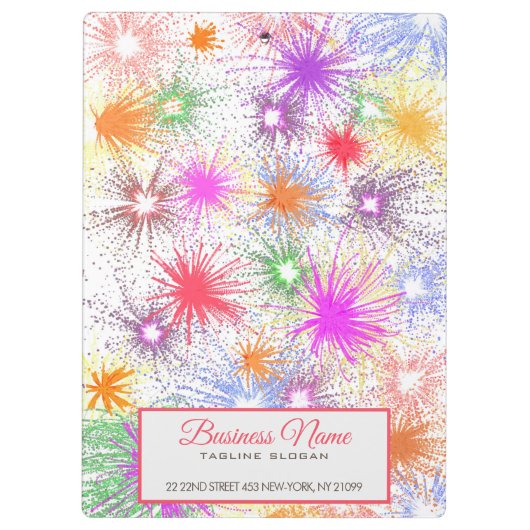 Farbenfrohe Feuerwerke Klemmbrett (Rückseite)