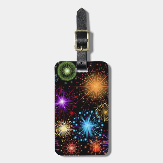 Farbenfrohe Feuerwerke - Neues Jahr Gepäckanhänger (Vorderseite vertikal)