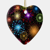 Farbenfrohe Feuerwerke - Neues Jahr Keramikornament (Rechts)