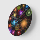 Farbenfrohe Feuerwerke - Neues Jahr Runde Wanduhr (Winkel)