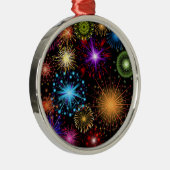 Farbenfrohe Feuerwerke - Neues Jahr Silbernes Ornament (Rechts)