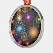 Farbenfrohe Feuerwerke - Neues Jahr Silbernes Ornament (Links)