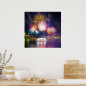 Farbenfrohe Feuerwerke Poster (Küche)