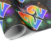 Farbenfrohe Feuerwerke + Regenbogenmuster "22" Ere Geschenkpapier (Rolleneckpunkt)