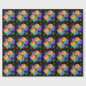 Farbenfrohe Feuerwerke + Regenbogenmuster "23" Eve Geschenkpapier (Flach)