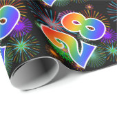 Farbenfrohe Feuerwerke + Regenbogenmuster "28" Eve Geschenkpapier (Rolleneckpunkt)