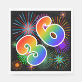 Farbenfrohe Feuerwerke + Regenbogenmuster "36" Ere Serviette (Vorderseite)