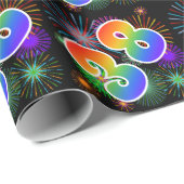 Farbenfrohe Feuerwerke + Regenbogenmuster "38" Ere Geschenkpapier (Rolleneckpunkt)