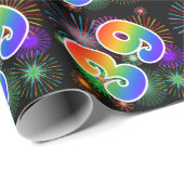 Farbenfrohe Feuerwerke + Regenbogenmuster "39" Eve Geschenkpapier (Rolleneckpunkt)