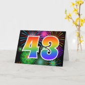 Farbenfrohe Feuerwerke + Regenbogenmuster "43" Eve Karte (Gelbe Blume)