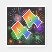 Farbenfrohe Feuerwerke + Regenbogenmuster "44" Ere Serviette (Vorderseite)