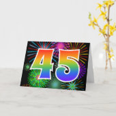 Farbenfrohe Feuerwerke + Regenbogenmuster "45" Eve Karte (Gelbe Blume)