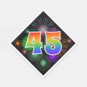 Farbenfrohe Feuerwerke + Regenbogenmuster "45" Eve Serviette (Ecke)