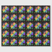 Farbenfrohe Feuerwerke + Regenbogenmuster "46" Ere Geschenkpapier (Flach)