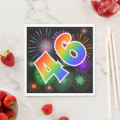Farbenfrohe Feuerwerke + Regenbogenmuster "46" Ere Serviette (Beispiel)