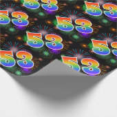 Farbenfrohe Feuerwerke + Regenbogenmuster "53" Eve Geschenkpapier (Ecke)