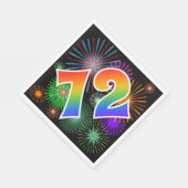 Farbenfrohe Feuerwerke + Regenbogenmuster "72" Ere Serviette (Ecke)
