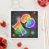 Farbenfrohe Feuerwerke + Regenbogenmuster "73" Eve Serviette (Beispiel)