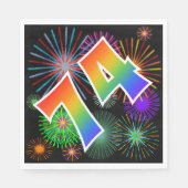 Farbenfrohe Feuerwerke + Regenbogenmuster "74" Eve Serviette (Vorderseite)