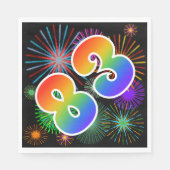 Farbenfrohe Feuerwerke + Regenbogenmuster "83" Eve Serviette (Vorderseite)