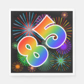 Farbenfrohe Feuerwerke + Regenbogenmuster "85" Eve Serviette (Vorderseite)