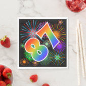 Farbenfrohe Feuerwerke + Regenbogenmuster "87" Eve Serviette (Beispiel)