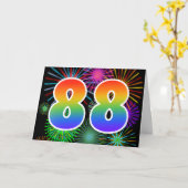Farbenfrohe Feuerwerke + Regenbogenmuster "88" Eve Karte (Gelbe Blume)