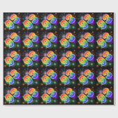 Farbenfrohe Feuerwerke + Regenbogenmuster "93" Eve Geschenkpapier (Flach)