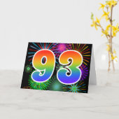 Farbenfrohe Feuerwerke + Regenbogenmuster "93" Eve Karte (Gelbe Blume)
