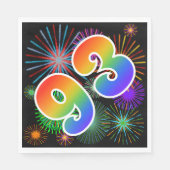 Farbenfrohe Feuerwerke + Regenbogenmuster "93" Eve Serviette (Vorderseite)