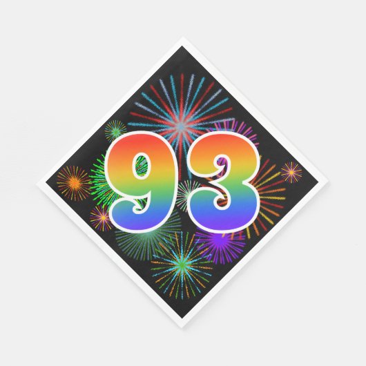 Farbenfrohe Feuerwerke + Regenbogenmuster "93" Eve Serviette (Ecke)
