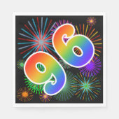 Farbenfrohe Feuerwerke + Regenbogenmuster "96" Eve Serviette (Vorderseite)