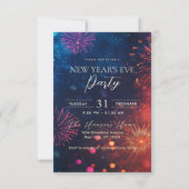 Farbenfrohe Feuerwerke - Silvester-Party Einladung (Vorderseite)
